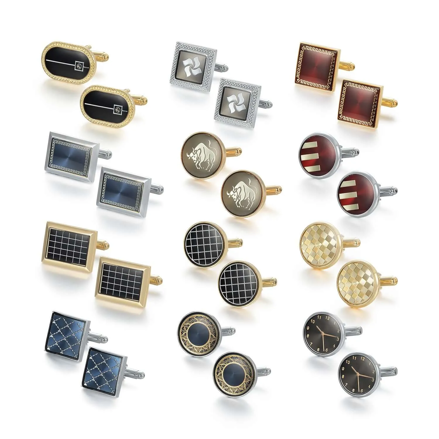 12 Pairs of Various Styles Suitable for Men Vintage Swank Cufflinks