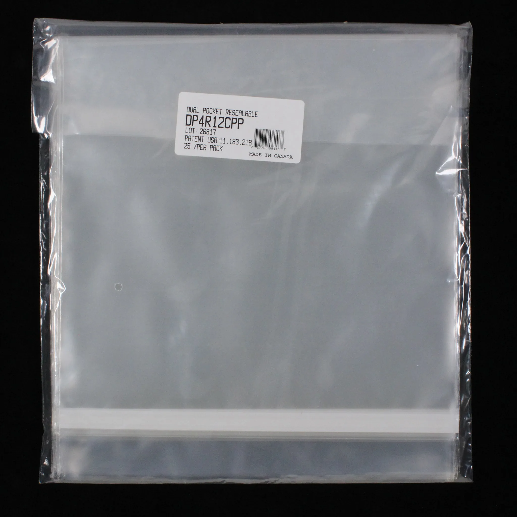 12" Dual Pocket Outer Sleeves w/ Sealable Flap (Tape on Body) - 4mil (25 pack)