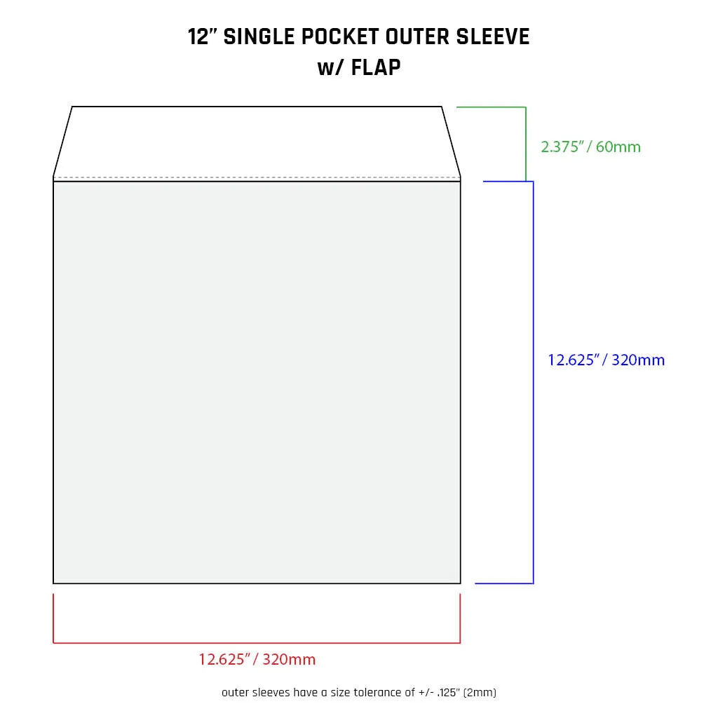 12" Single Pocket Outer Sleeves w/ Flap - 4mil (25 pack)