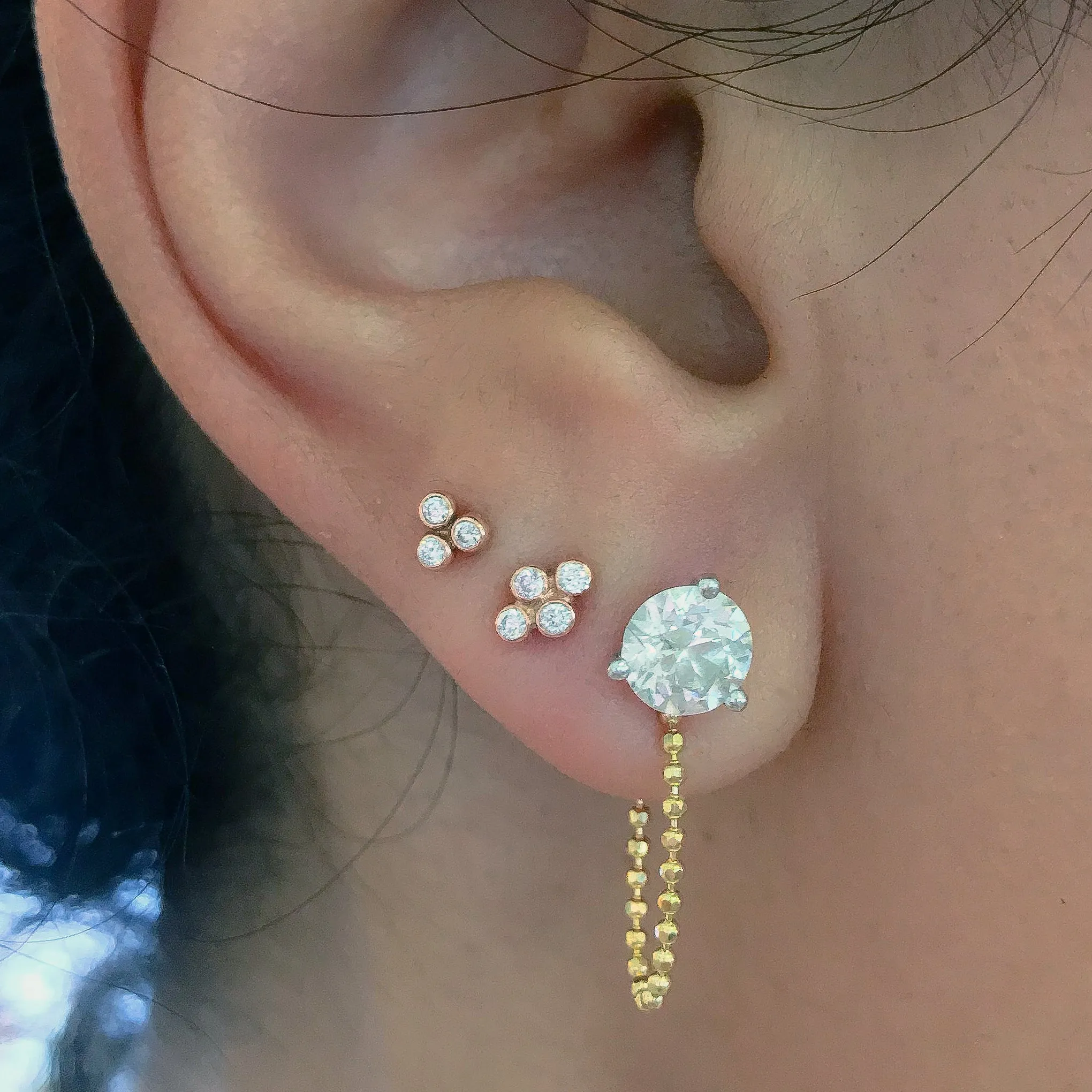14K Gold Dangle Ball Chain Earring Jacket