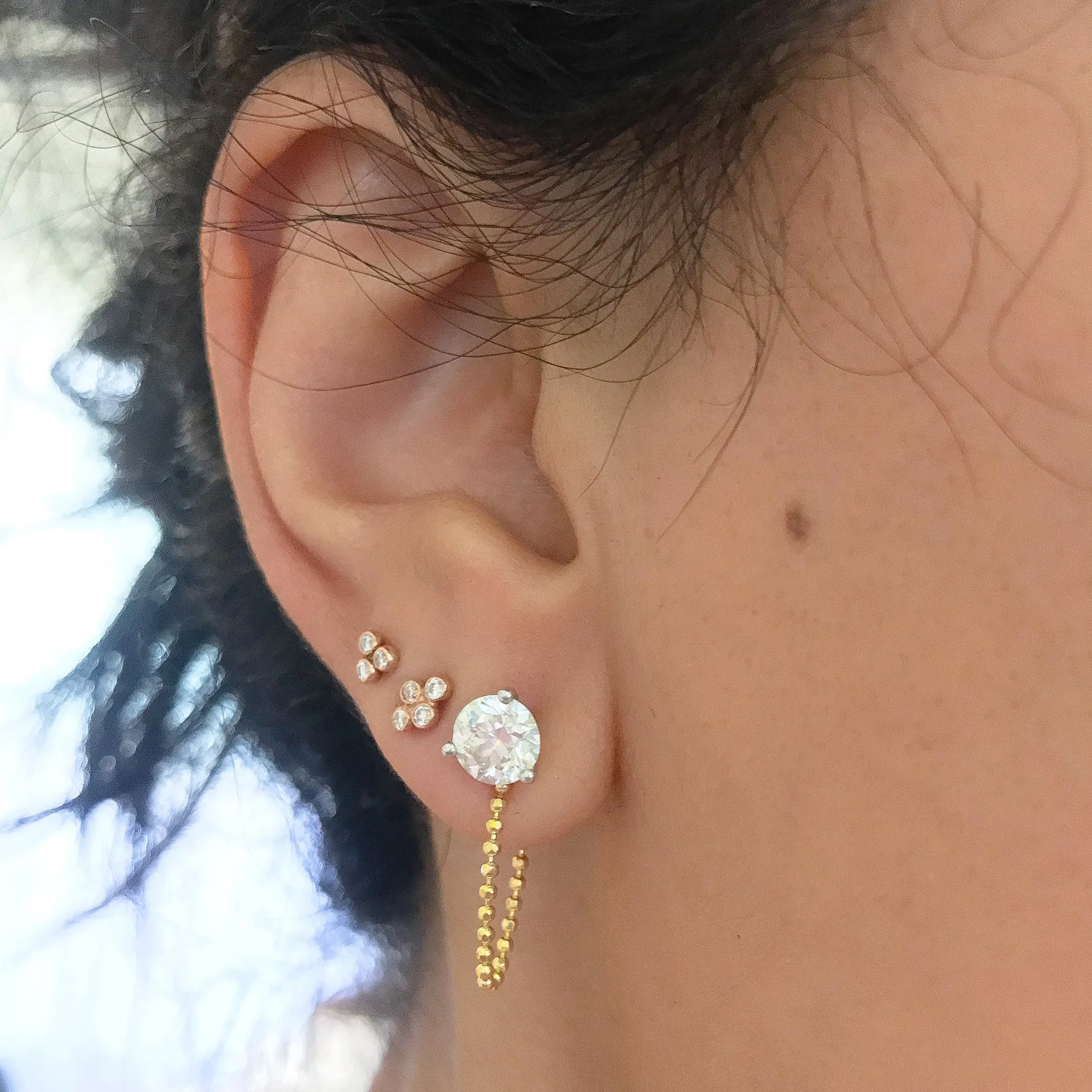 14K Gold Dangle Ball Chain Earring Jacket