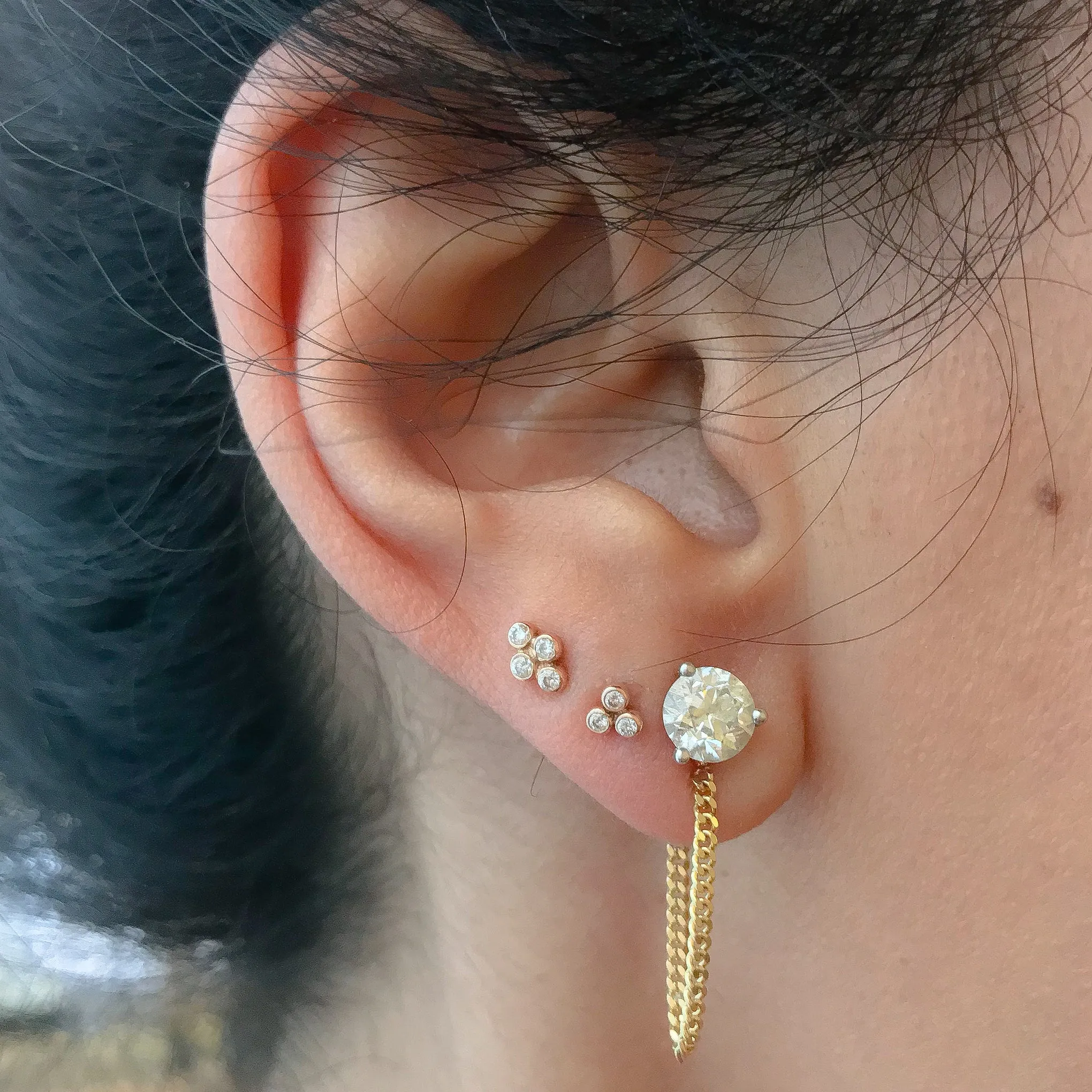 14K Gold Dangle Cuban Link Chain Earring Jacket