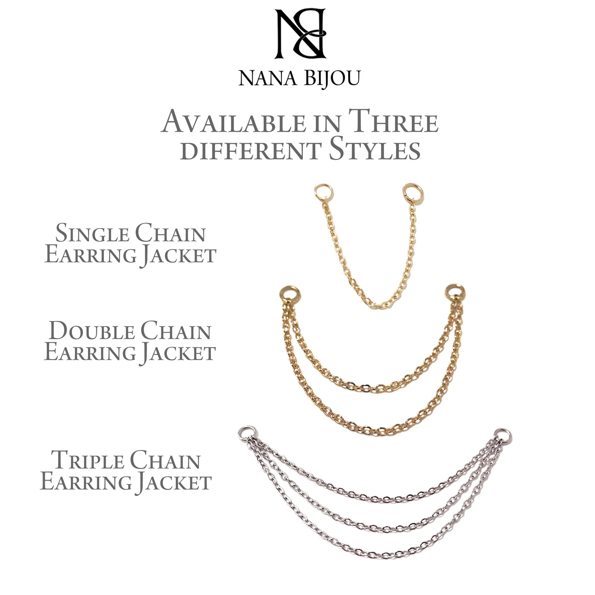 14K Gold Dangle Double Cable Chain Earring Jacket