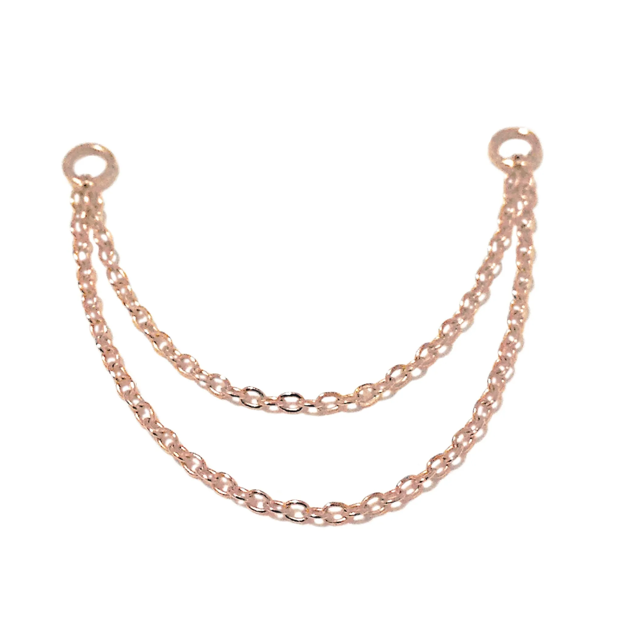 14K Gold Dangle Double Cable Chain Earring Jacket