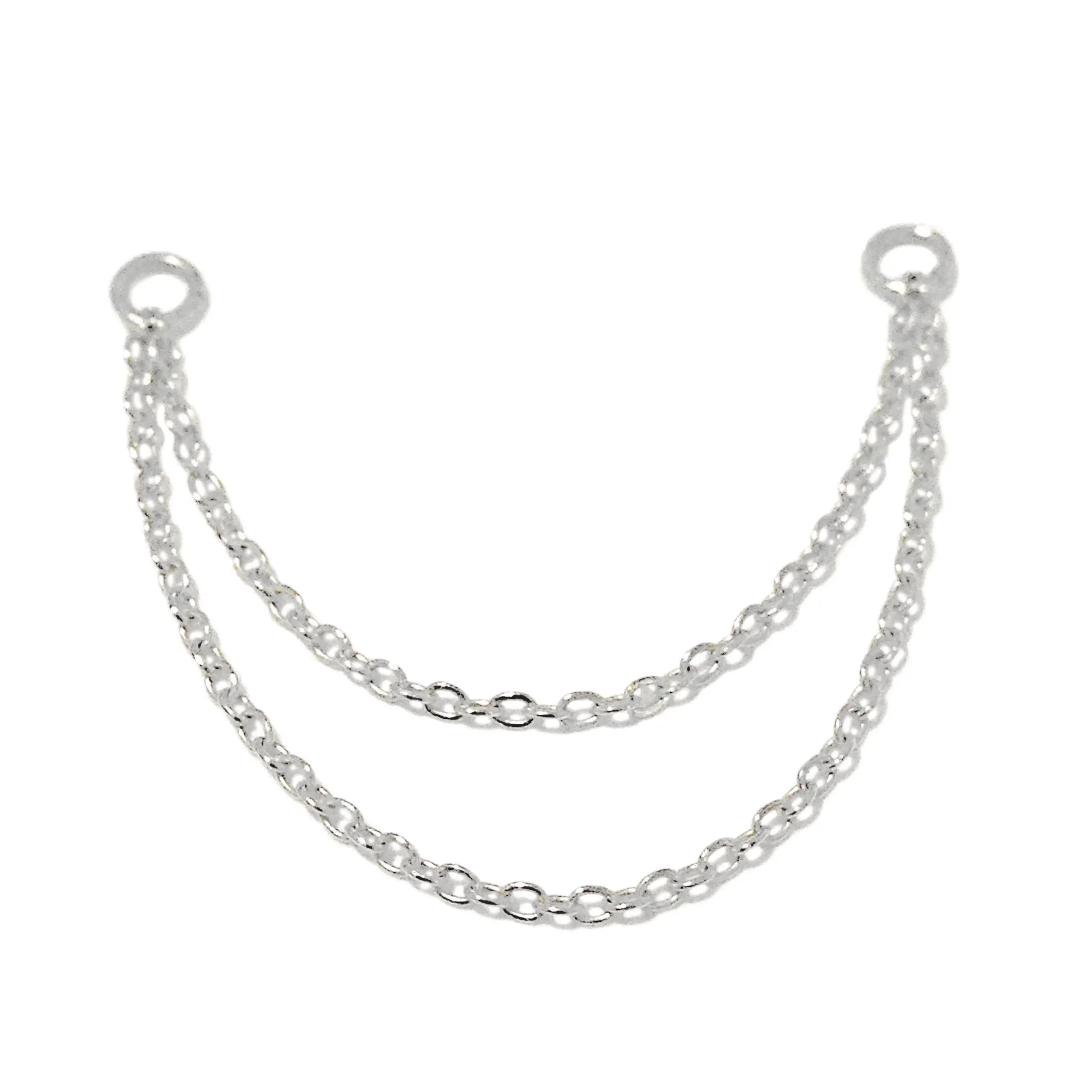 14K Gold Dangle Double Cable Chain Earring Jacket