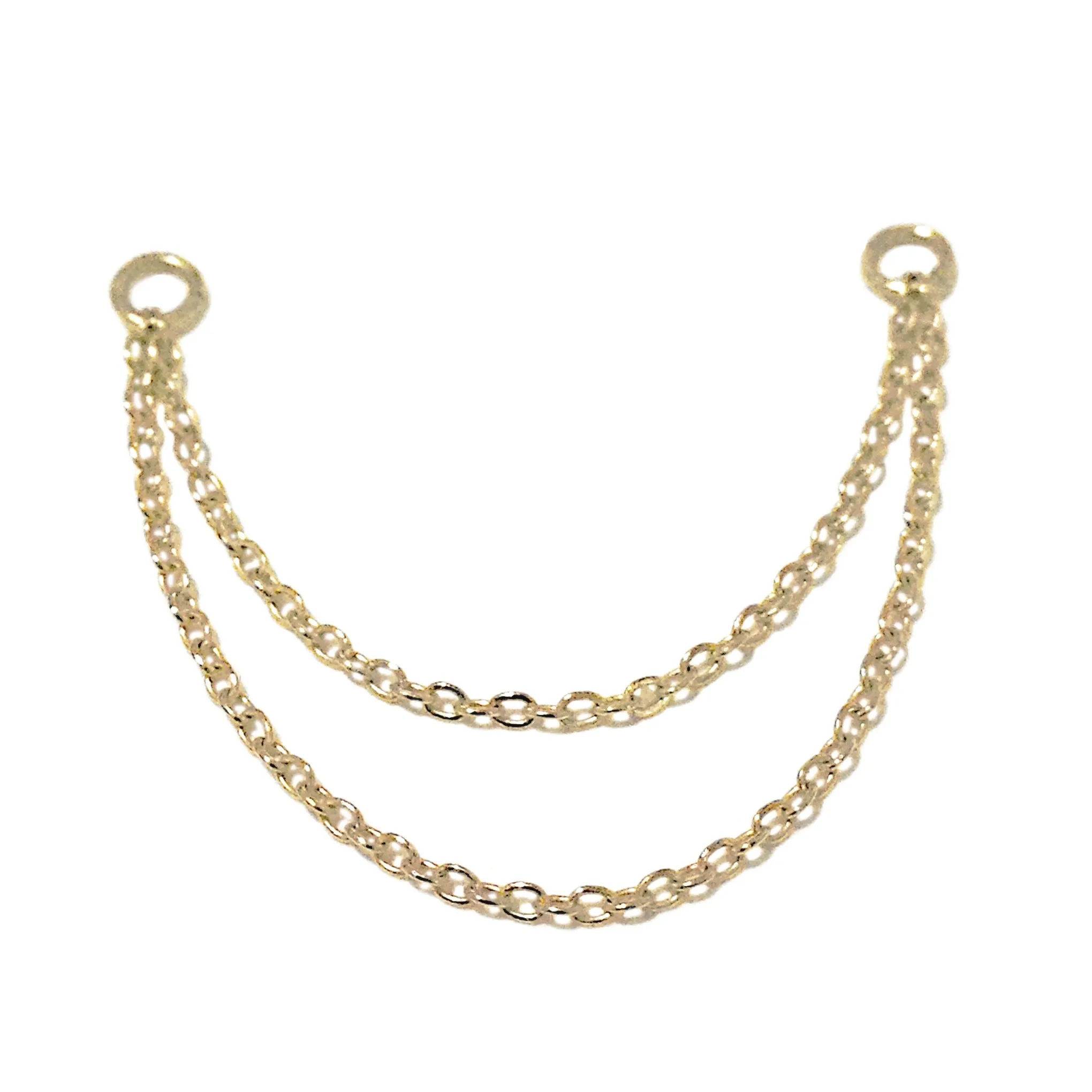 14K Gold Dangle Double Cable Chain Earring Jacket