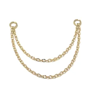 14K Gold Dangle Double Cable Chain Earring Jacket