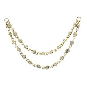 14K Gold Dangle Double Diamond Chain Earring Jacket