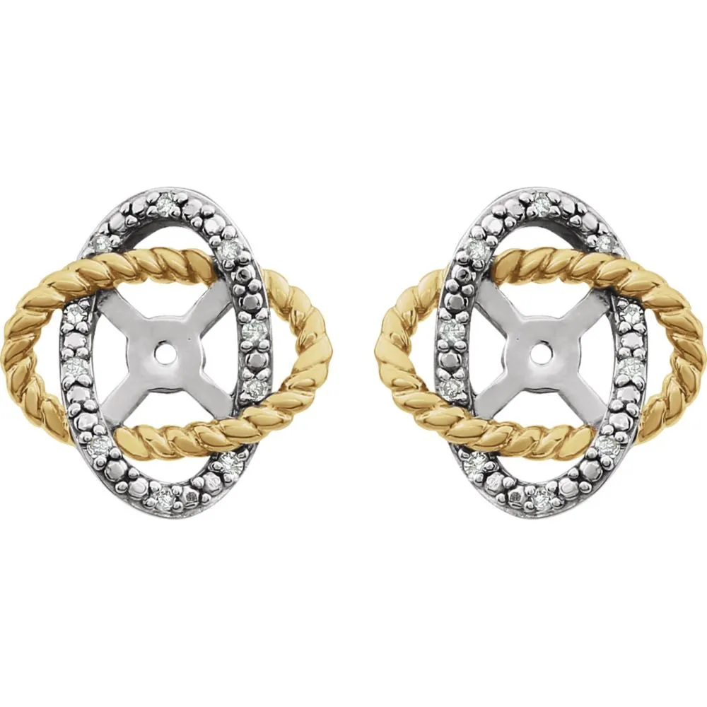 14K White & Yellow .07 CTW Diamond Earring Jackets