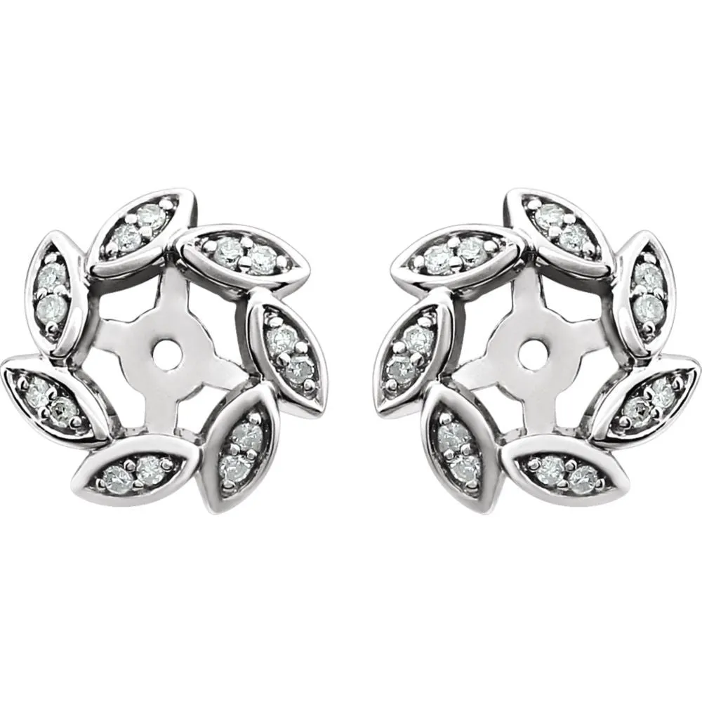 14k White Gold 1/10 CTW Diamond Earring Jackets