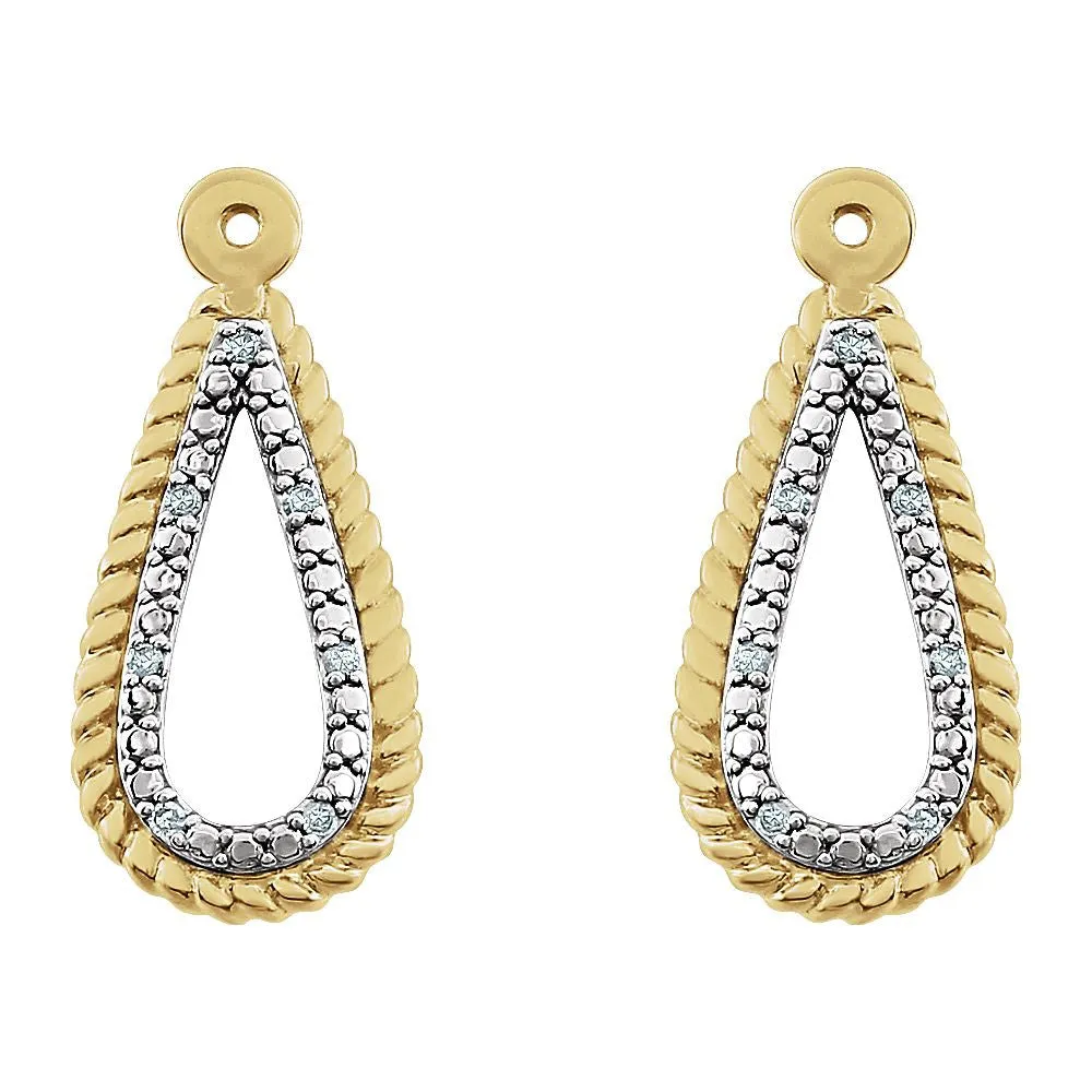 14k White Gold 14K Yellow Gold Plated .04 CTW Diamond Earring Jackets