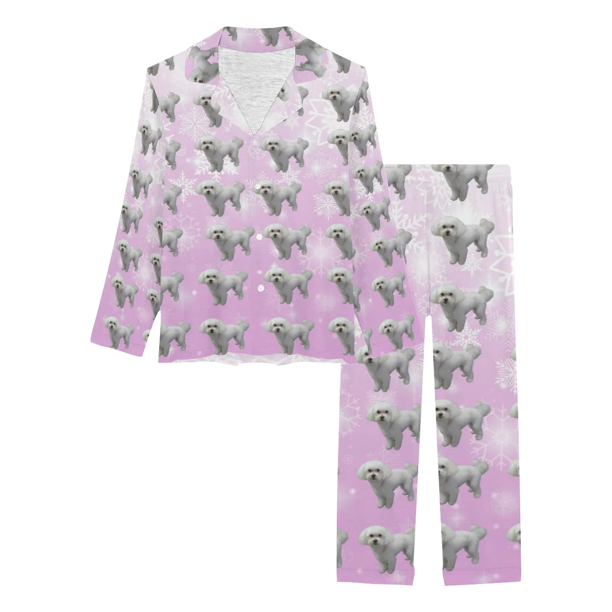 2 Piece Bichon Long Pj Set - Holiday