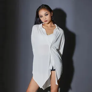 2024 Latin Dance Dress For Women Long Sleeved Loose Shirts Practice Clothes Chacha Samba Tango Female Latin Costumes  DN10297