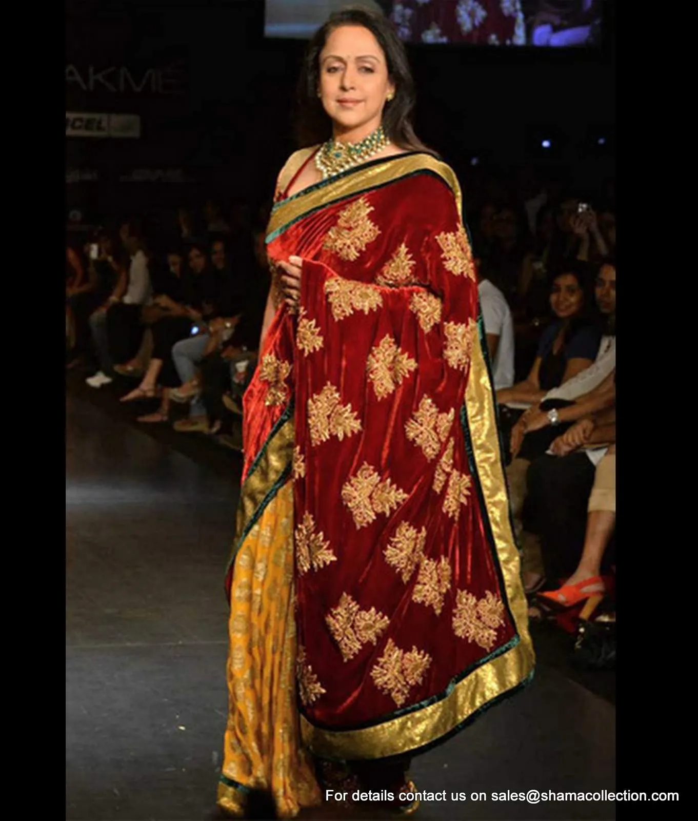 3013 Hema Malini's maroon-mustard saree outfit set