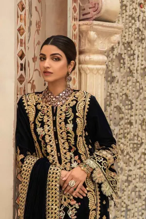 3A A Velvet Story - Cobalt | Crimson X Saira Shakira Wedding Collection '22 | Unstitched Embroidered Velvet Suits
