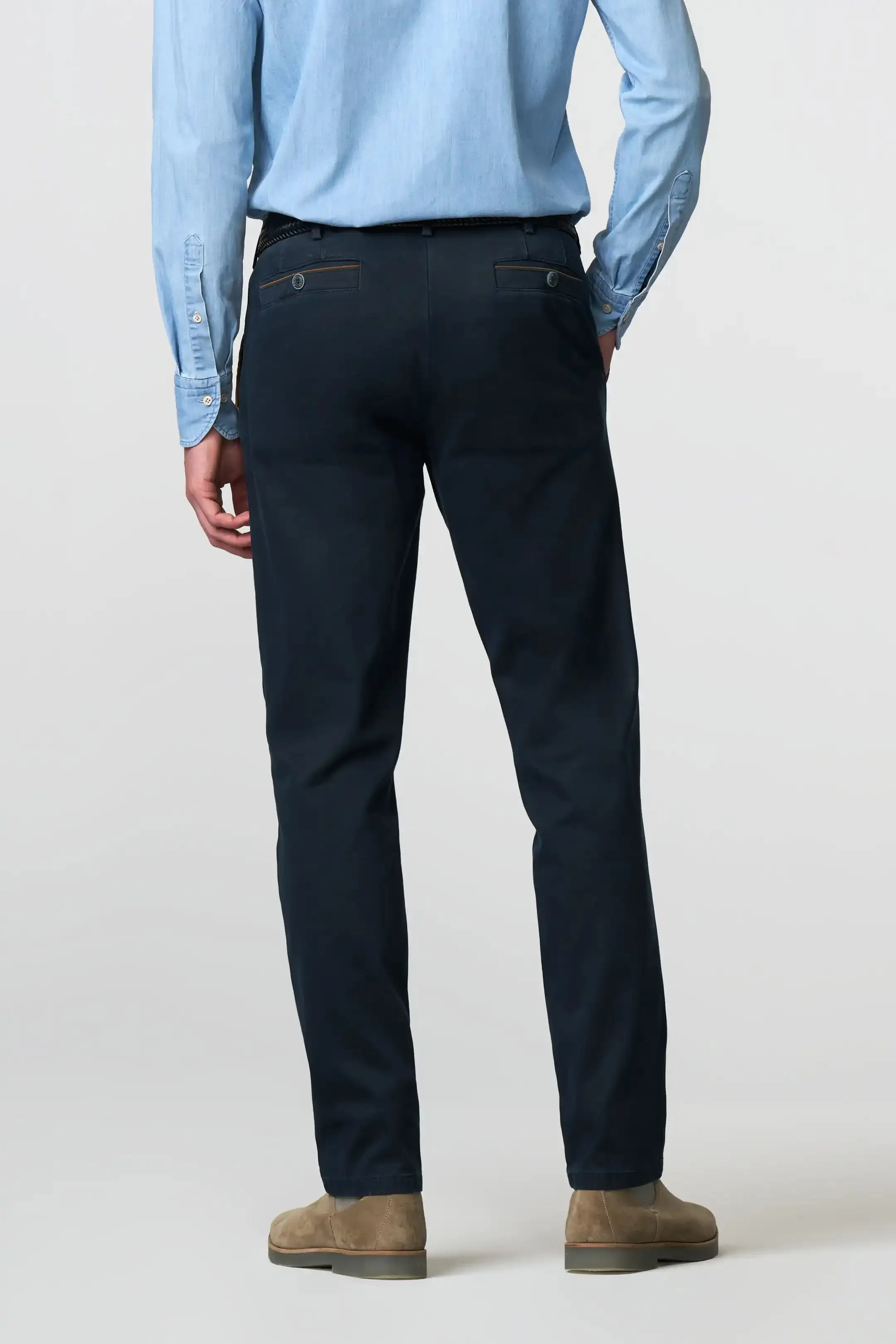 40% OFF - MEYER New York Trousers - 5617 Fine Texture Chinos - Navy - Size: 36 SHORT & 38 LONG