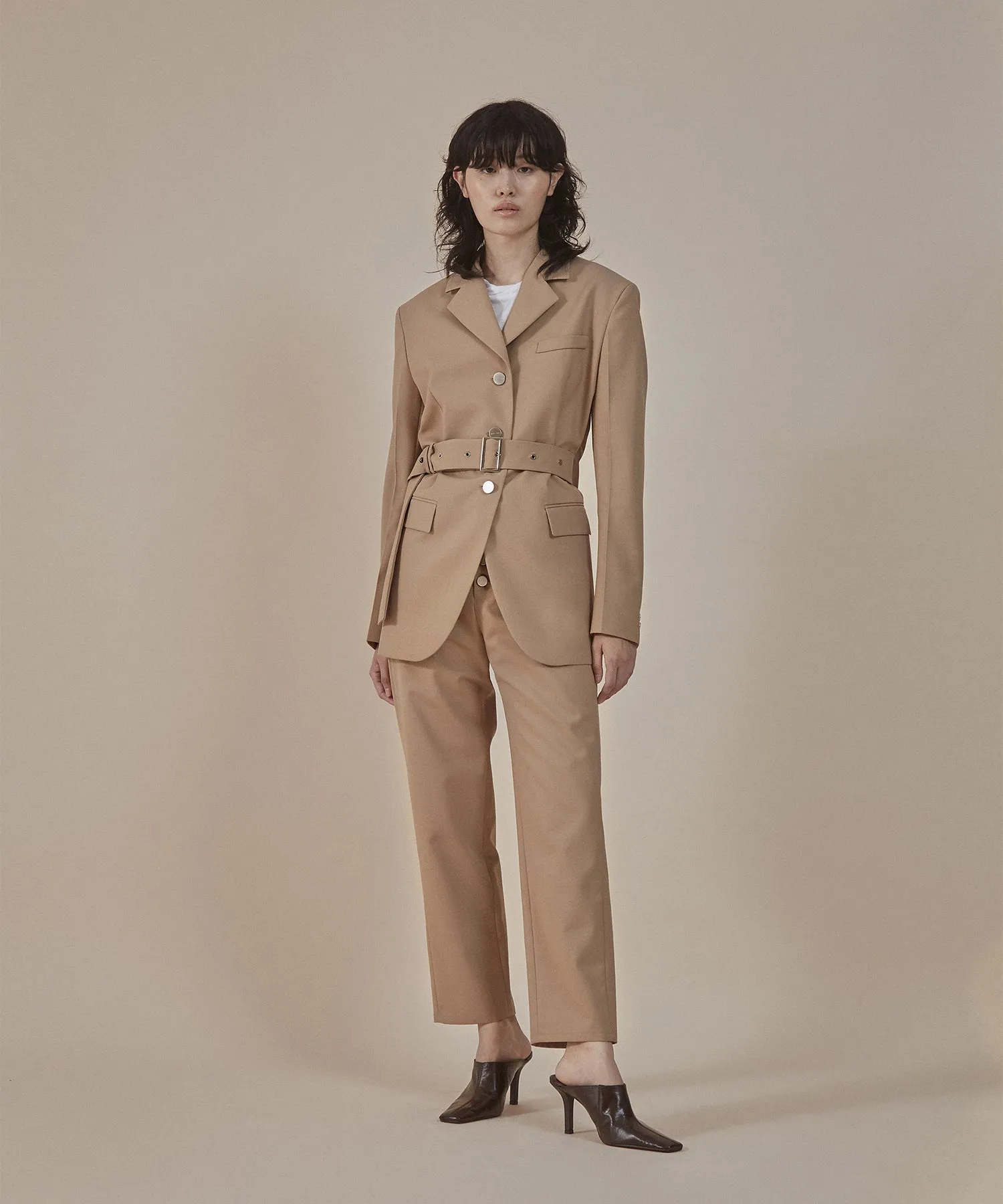 [50% OFF] Sand| buttoned-up closure trousers