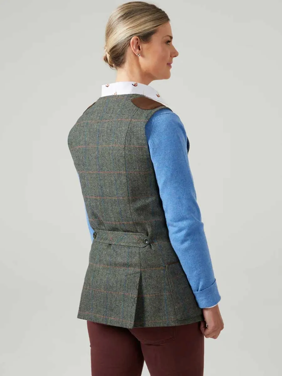 60% OFF - ALAN PAINE Ladies Combrook Tweed Shooting Waistcoat - Spruce - Size: UK 20