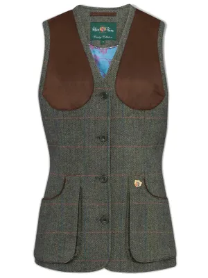 60% OFF - ALAN PAINE Ladies Combrook Tweed Shooting Waistcoat - Spruce - Size: UK 20