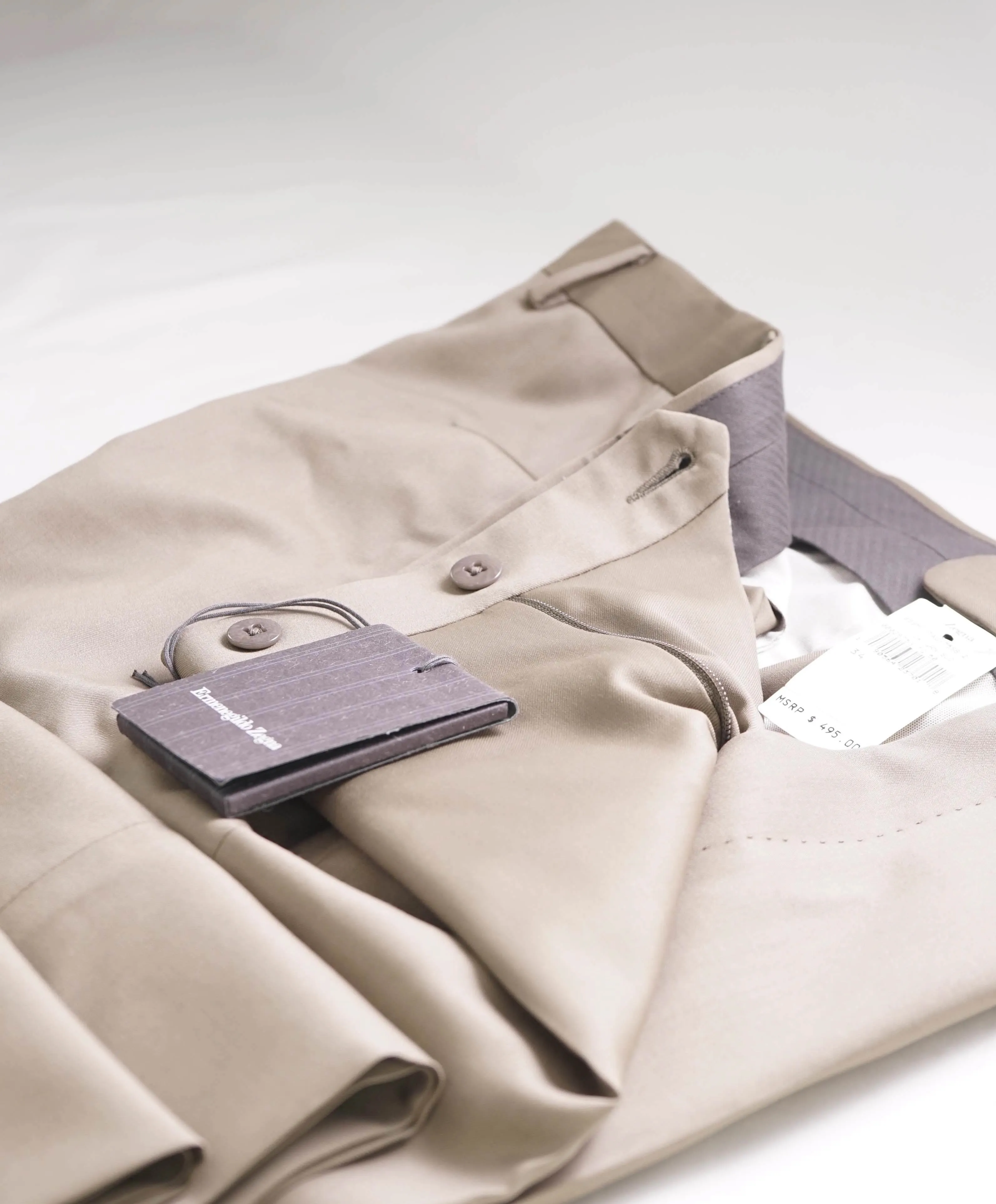 $600 ERMENEGILDO ZEGNA -  Taupe ICRONSPHERE Premium Dress Pants - 34W (50EU)