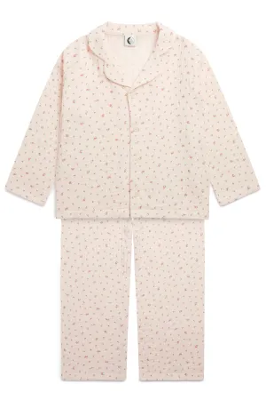 7-10 YEARS ONLY TRADITIONAL PYJAMA SET | BLUSH MUSLIN