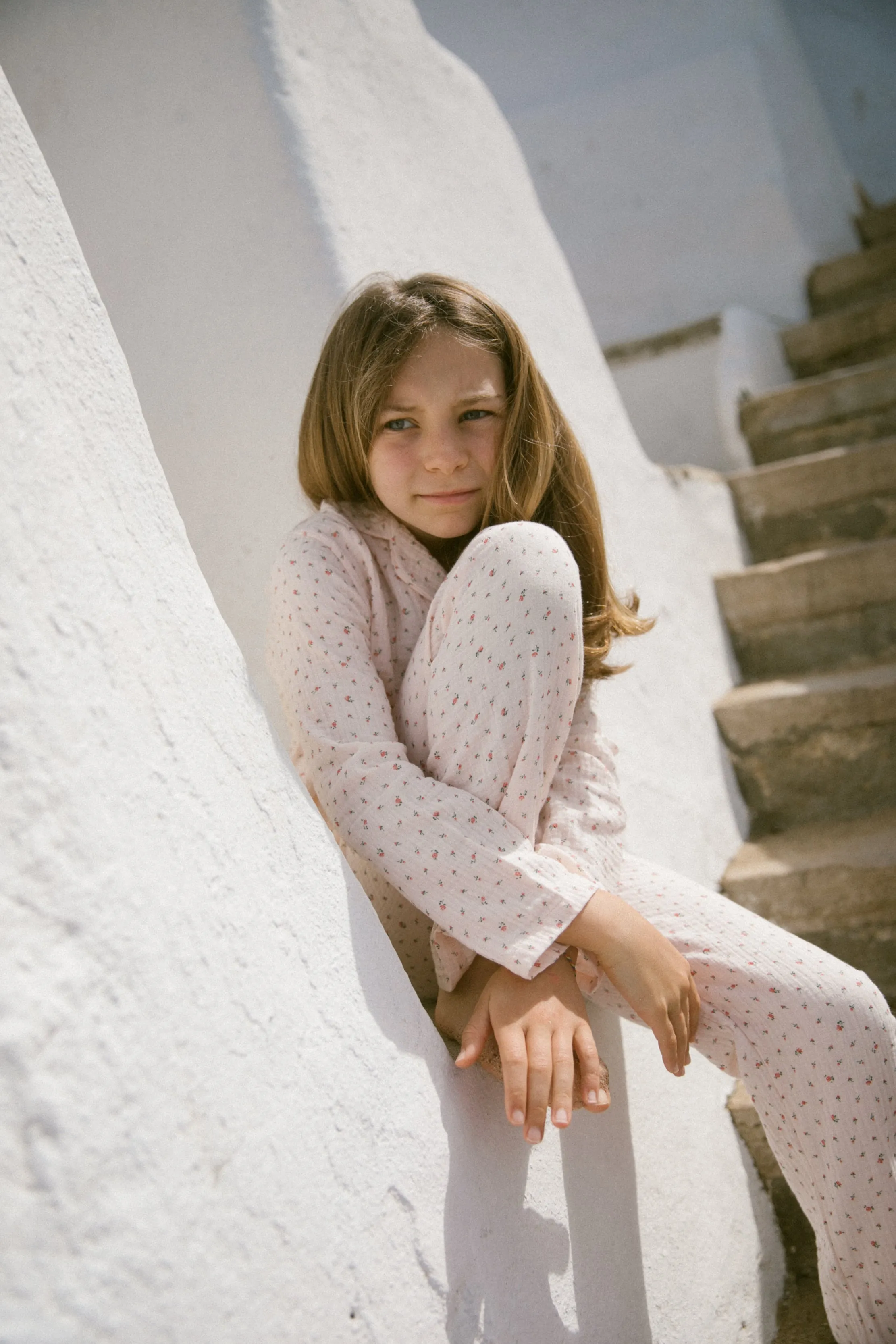 7-10 YEARS ONLY TRADITIONAL PYJAMA SET | BLUSH MUSLIN