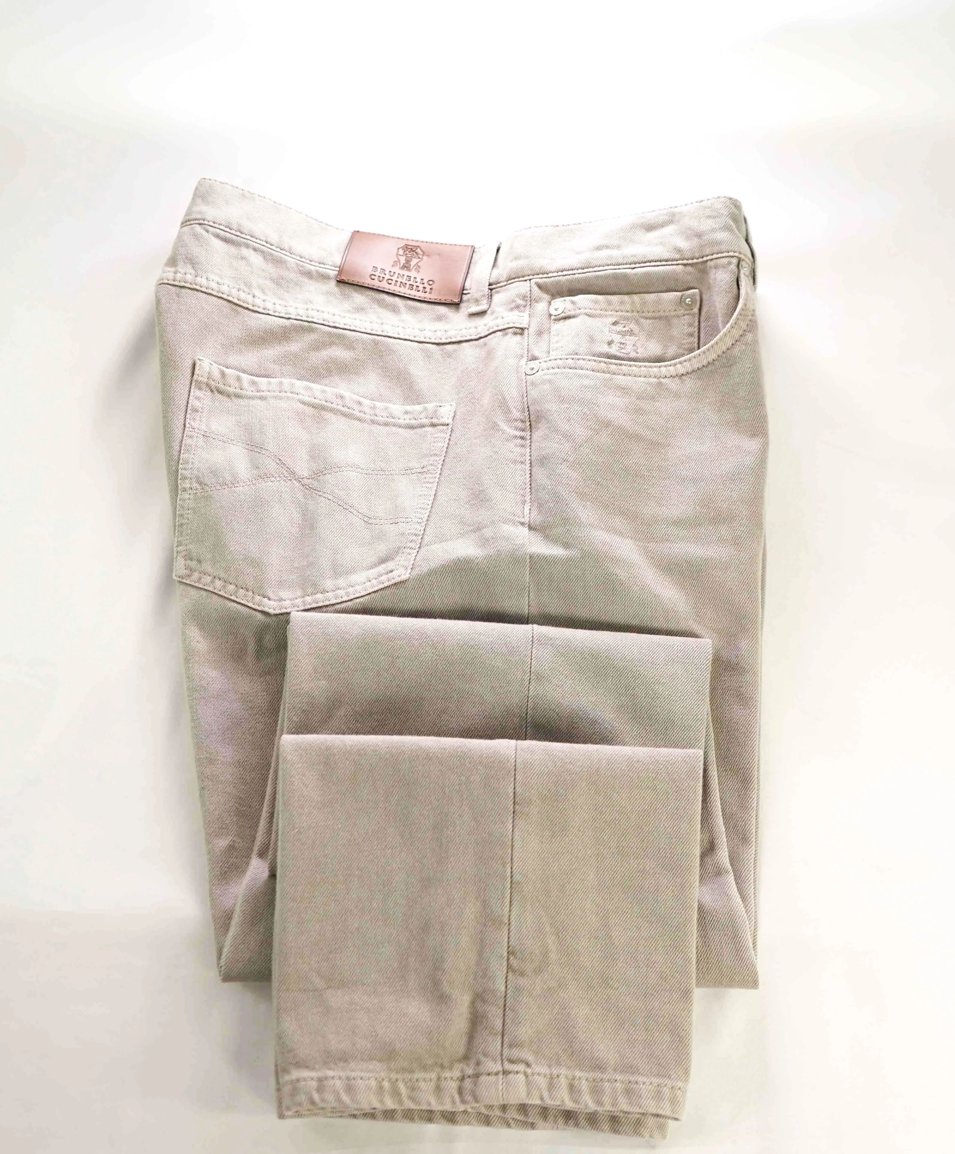 $720 BRUNELLO CUCINELLI -NWD 5-Pocket Beige Jeans Leather Tag- 36W (52EU)