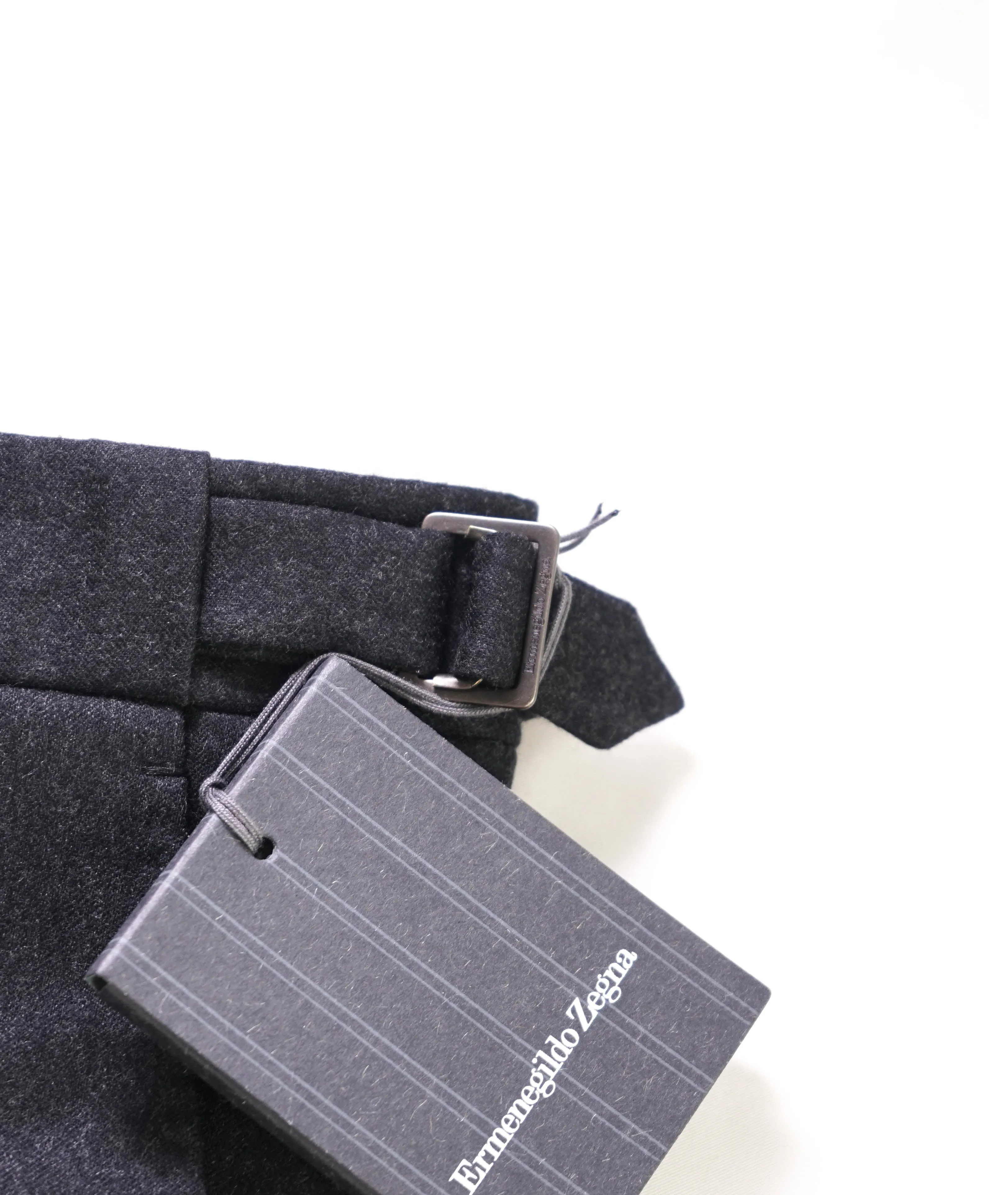 $895 ERMENEGILDO ZEGNA -"SIDE TABS" Flannel Flat Front Dress Pants - 34W (50EU)