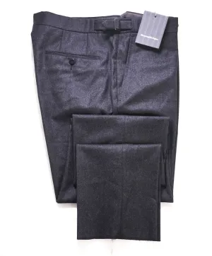$895 ERMENEGILDO ZEGNA -"SIDE TABS" Flannel Flat Front Dress Pants - 34W (50EU)