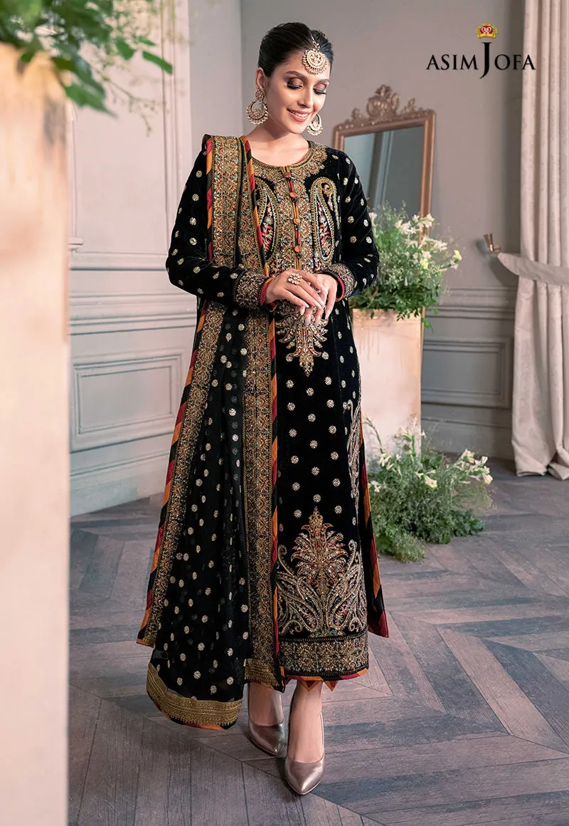 AJAM-02 | The Ayeza Edit by Asim Jofa Makhmal Royal Velvet Winter Collection 2022 | Unstitched Embroidered Velvet Suits