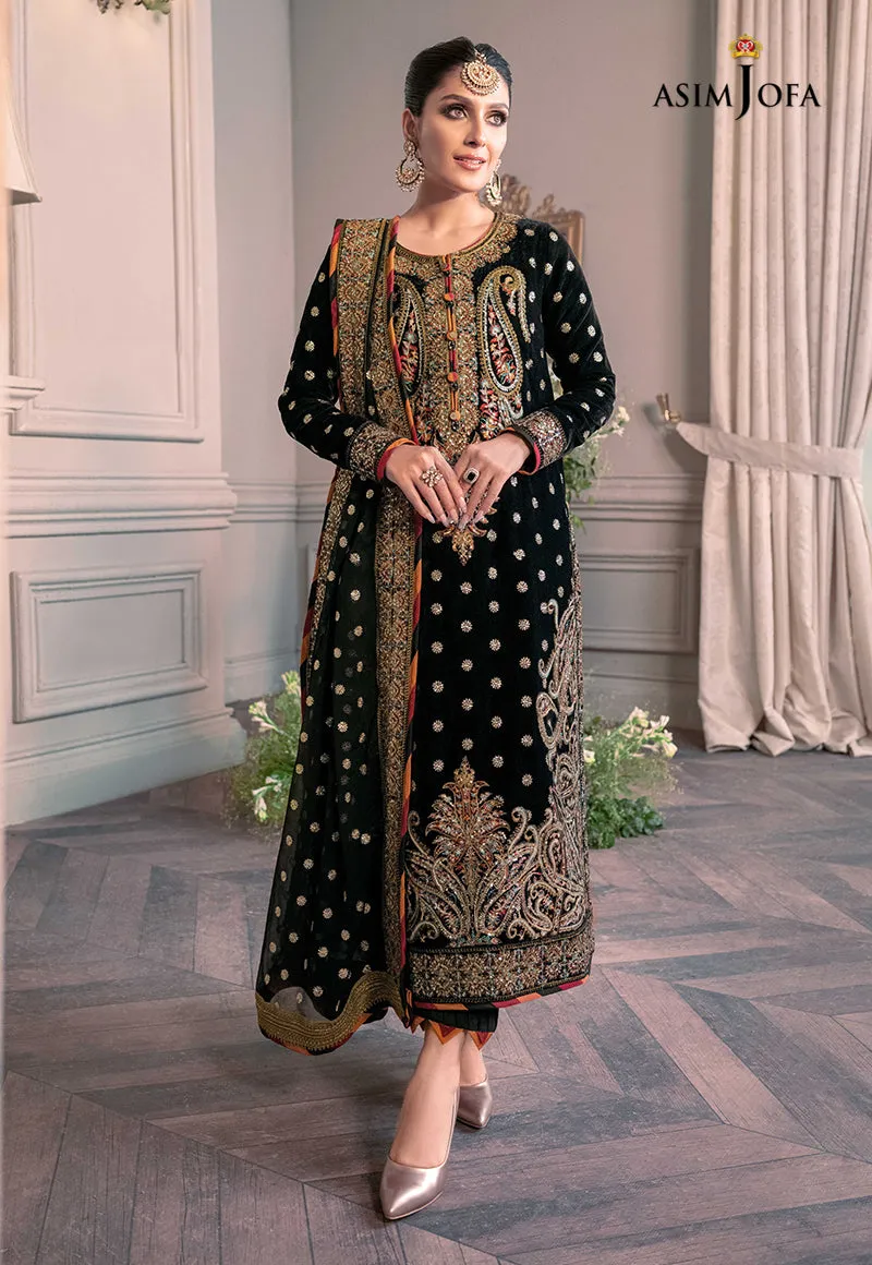 AJAM-02 | The Ayeza Edit by Asim Jofa Makhmal Royal Velvet Winter Collection 2022 | Unstitched Embroidered Velvet Suits