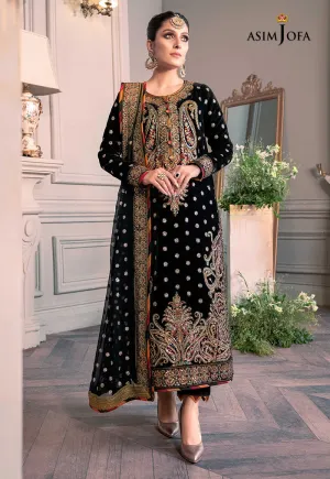 AJAM-02 | The Ayeza Edit by Asim Jofa Makhmal Royal Velvet Winter Collection 2022 | Unstitched Embroidered Velvet Suits