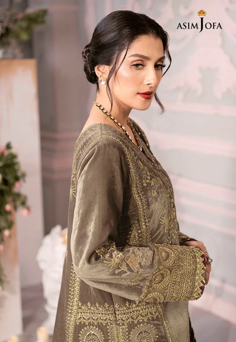AJAM-03 | The Ayeza Edit by Asim Jofa Makhmal Royal Velvet Winter Collection 2022 | Unstitched Embroidered Velvet Suits
