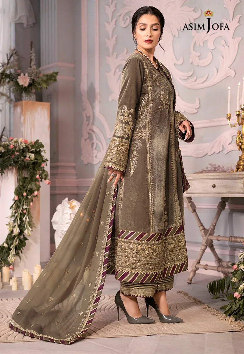 AJAM-03 | The Ayeza Edit by Asim Jofa Makhmal Royal Velvet Winter Collection 2022 | Unstitched Embroidered Velvet Suits