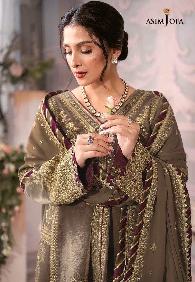 AJAM-03 | The Ayeza Edit by Asim Jofa Makhmal Royal Velvet Winter Collection 2022 | Unstitched Embroidered Velvet Suits