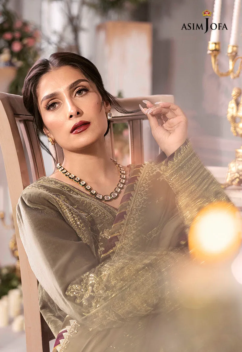 AJAM-03 | The Ayeza Edit by Asim Jofa Makhmal Royal Velvet Winter Collection 2022 | Unstitched Embroidered Velvet Suits