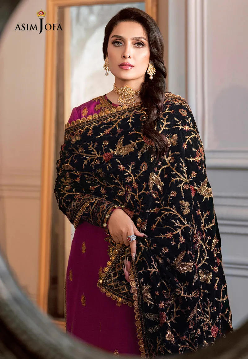 AJAM-04 | The Ayeza Edit by Asim Jofa Makhmal Royal Velvet Winter Collection 2022 | Unstitched Embroidered Velvet Suits