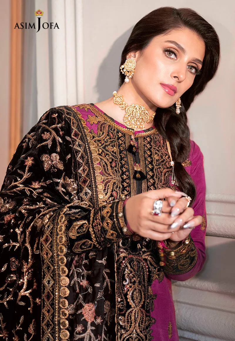 AJAM-04 | The Ayeza Edit by Asim Jofa Makhmal Royal Velvet Winter Collection 2022 | Unstitched Embroidered Velvet Suits