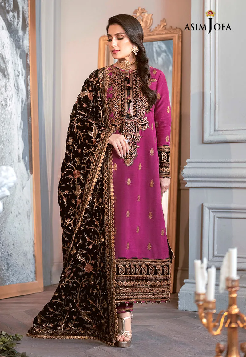AJAM-04 | The Ayeza Edit by Asim Jofa Makhmal Royal Velvet Winter Collection 2022 | Unstitched Embroidered Velvet Suits