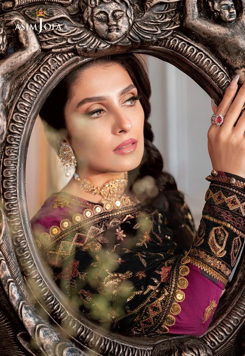 AJAM-04 | The Ayeza Edit by Asim Jofa Makhmal Royal Velvet Winter Collection 2022 | Unstitched Embroidered Velvet Suits