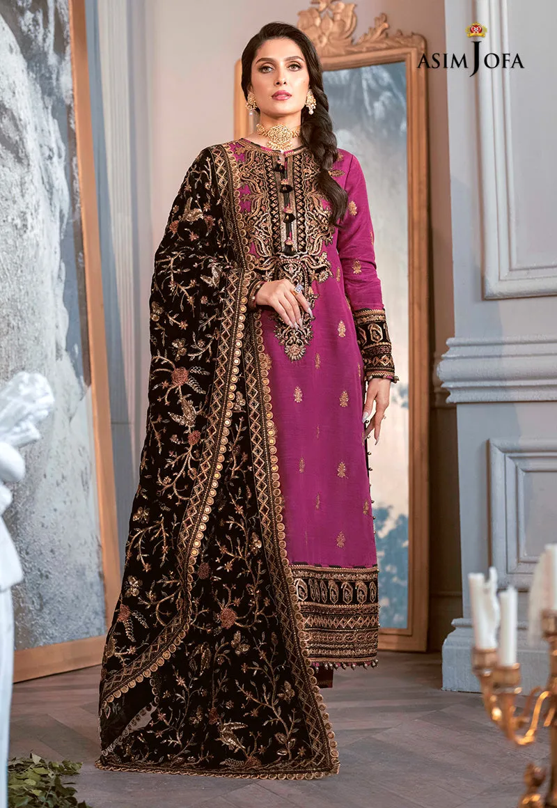 AJAM-04 | The Ayeza Edit by Asim Jofa Makhmal Royal Velvet Winter Collection 2022 | Unstitched Embroidered Velvet Suits