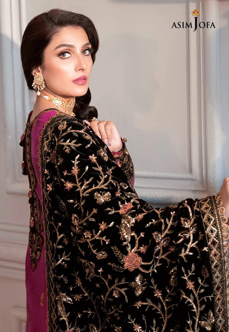AJAM-04 | The Ayeza Edit by Asim Jofa Makhmal Royal Velvet Winter Collection 2022 | Unstitched Embroidered Velvet Suits