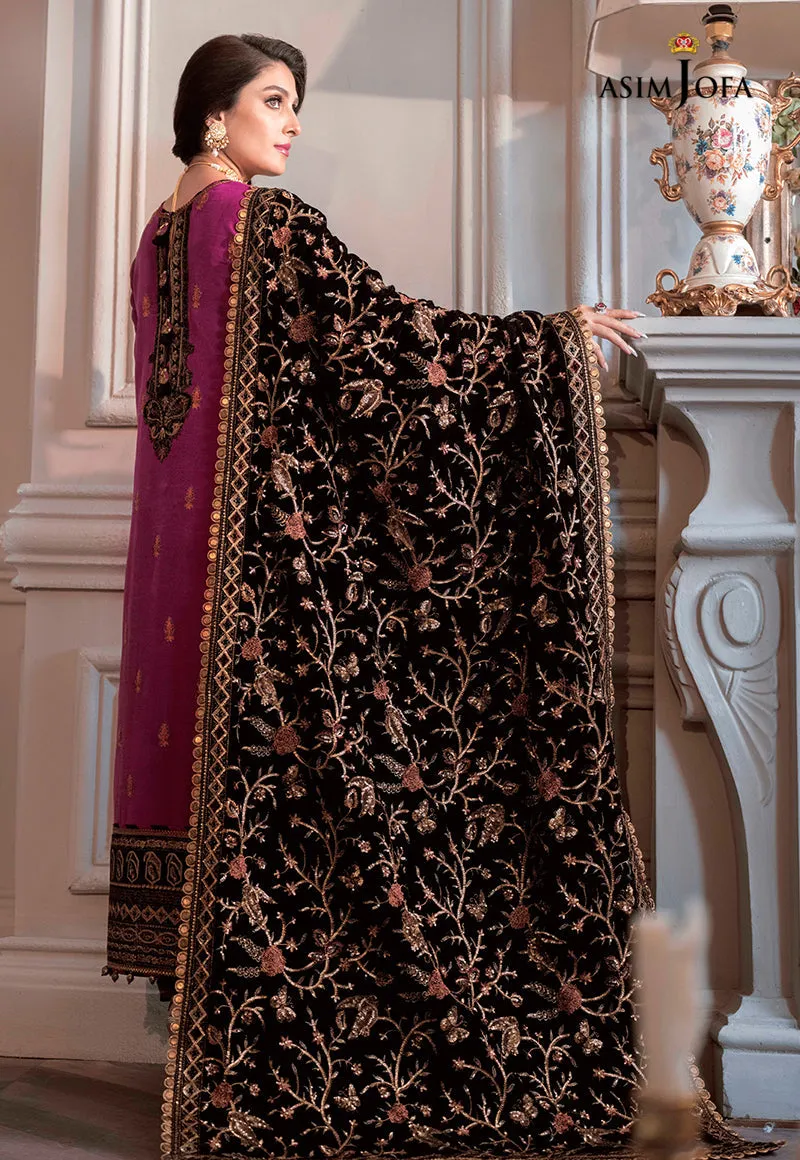 AJAM-04 | The Ayeza Edit by Asim Jofa Makhmal Royal Velvet Winter Collection 2022 | Unstitched Embroidered Velvet Suits
