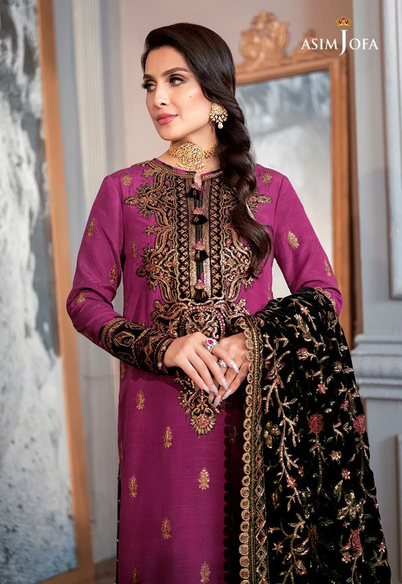 AJAM-04 | The Ayeza Edit by Asim Jofa Makhmal Royal Velvet Winter Collection 2022 | Unstitched Embroidered Velvet Suits