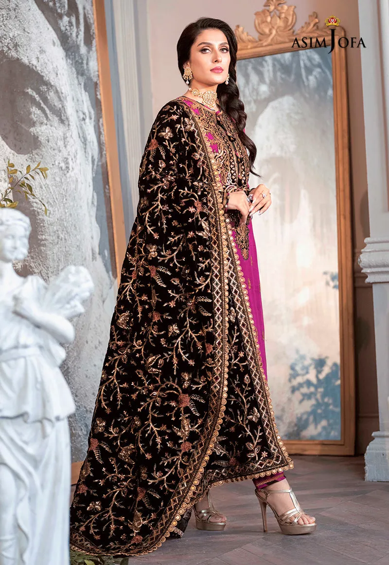 AJAM-04 | The Ayeza Edit by Asim Jofa Makhmal Royal Velvet Winter Collection 2022 | Unstitched Embroidered Velvet Suits