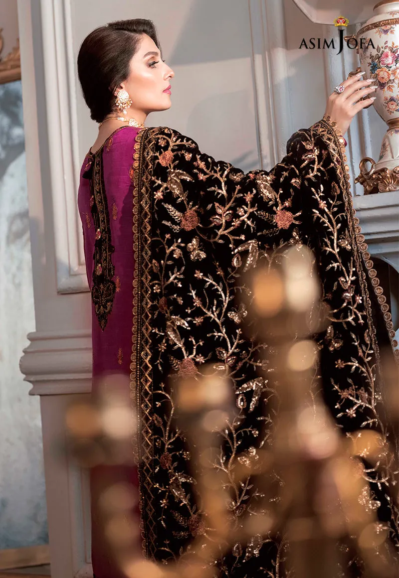 AJAM-04 | The Ayeza Edit by Asim Jofa Makhmal Royal Velvet Winter Collection 2022 | Unstitched Embroidered Velvet Suits