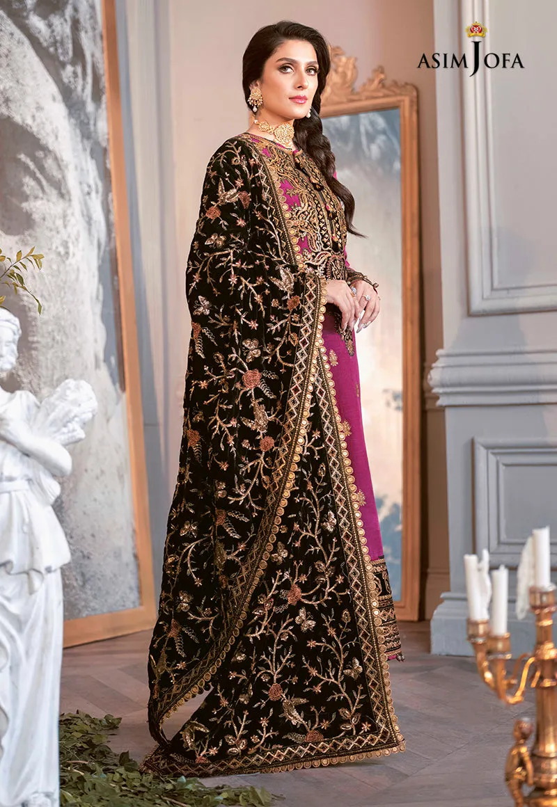 AJAM-04 | The Ayeza Edit by Asim Jofa Makhmal Royal Velvet Winter Collection 2022 | Unstitched Embroidered Velvet Suits