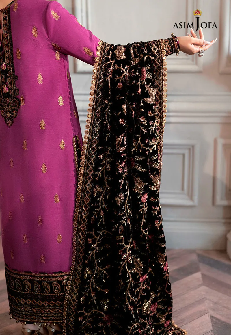 AJAM-04 | The Ayeza Edit by Asim Jofa Makhmal Royal Velvet Winter Collection 2022 | Unstitched Embroidered Velvet Suits