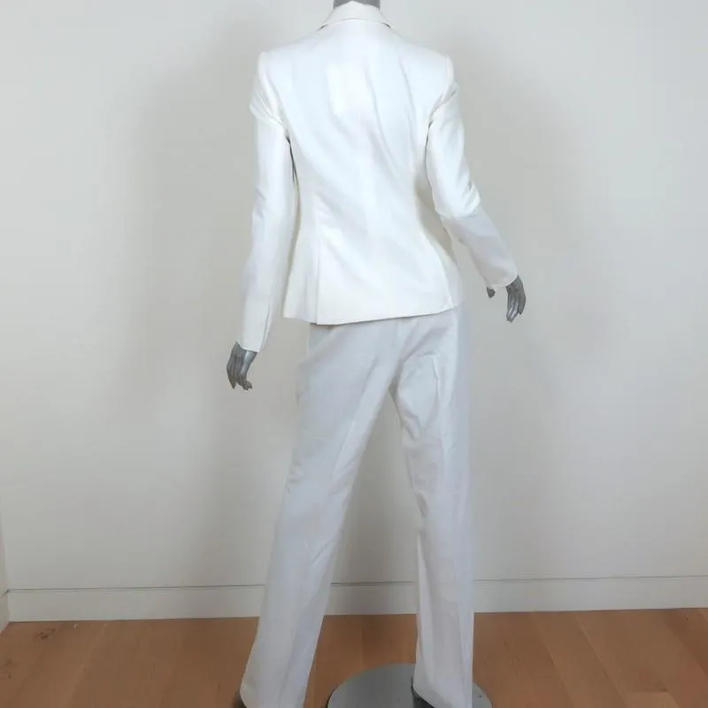 A.L.C. Pantsuit White Stretch Twill Size 4 Double Breasted Jacket & Pants NEW