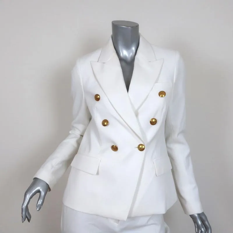 A.L.C. Pantsuit White Stretch Twill Size 4 Double Breasted Jacket & Pants NEW